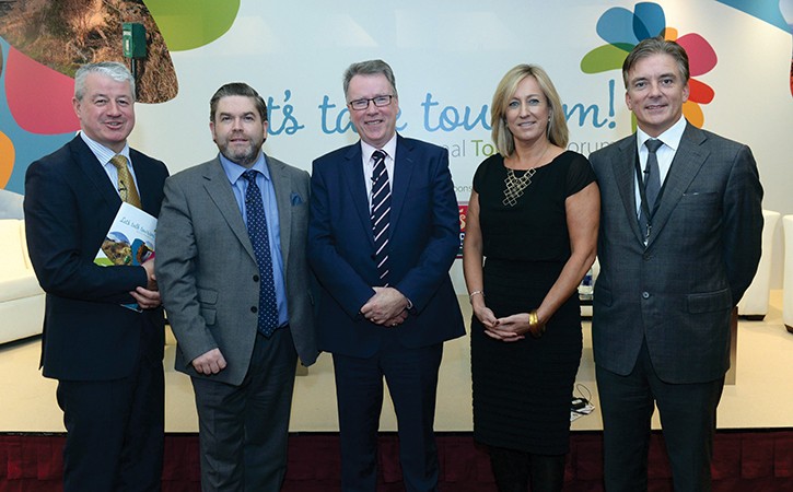 Conor Hennigan, Hospitality Consultant, Tom Randles, Randles Hotel, Pat McCann, Dalata, Nicola McGrane, Conference Partners and Stephen Hanley, The Shelbourne Hotel pictured at the National Tourism Forum in The Muckross Park Hotel, Killarney at the weekend. Over 200 delegates from all over Ireland attend the inaugural event which was addressed by national and international speakers. Photo: Don MacMonagle Repro free photo